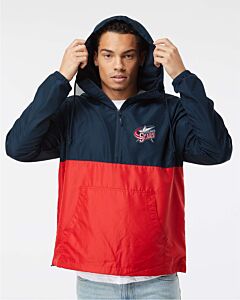 Independent Trading Co. - Unisex Lightweight Quarter-Zip Windbreaker Pullover Jacket - Embroidery -Classic Navy/Red