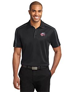 Port Authority® Silk Touch™ Performance Colorblock Stripe Polo - Embroidery -Black/Steel Grey