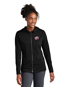Sport-Tek® Ladies Circuit Hooded Full-Zip - Embroidery -Deep Black