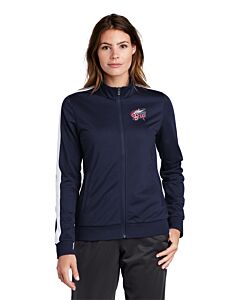 Sport-Tek ® Ladies Tricot Track Jacket - Embroidery -True Navy/White